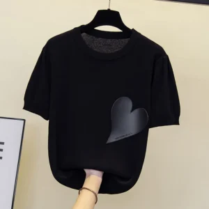 Spring Summer New Fashion Cashmere Sweater Women Knitted Short Sleeve Pullover Women Sweter Loose O-Neck Korean Version Tops