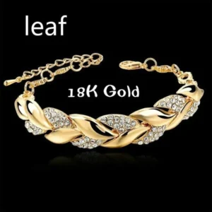 Bohemian Gold Bracelet for Women Rhinestone Leaves Chain Bangle Luxury 18K Gold Braided Wedding Jewelry Christmas Gift Jewelry