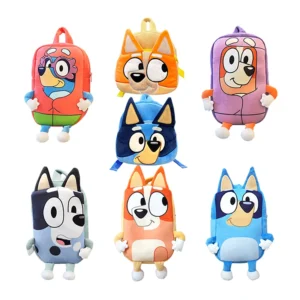 Bingo y Bluey Plush Backpack Family Cosplay Kindergarten Cartoon School Bag Bluebin Dog Backpack Kawaii Blue Backpack Child Gift