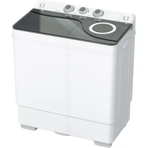 ROVSUN 26lbs Twin Tub Portable Washing Machine, Semi-Automatic Mini Washer(18lbs) & Spiner(8lbs) with Built-in Draining