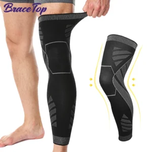 BraceTop 1 PC Full Leg Sleeves Long Compression Leg Sleeve Knee Sleeves Protect Leg, for Man Women Basketball, Arthritis Cycling