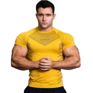 Gym Sports Fitness Training Clothes Men’s T-shirts Quick breathable elastic tight clothing Basketball Short Sleeves T-shirts