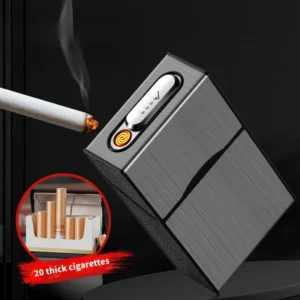 20 Thick Cigarette Case Tungsten Wire Igniter USB Charging Lighter Outdoor Waterproof and Moisture proof Electronic Lighters