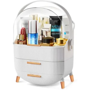 Egg Shape makeup organizer for vanity,portable cosmetics storage box,preppy skincare organizer for college dorm