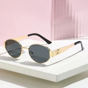 Retro Oval Metal Sunglasses for Women Men Luxury Fashion Brand Female Sun Glasses Punk Unisex Stylish Shades UV400