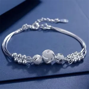 Fine 925 Sterling Silver Lucky Beads Ball Bracelet For Women Luxury Adjustable Bracelet Party Beautiful Jewelery Holiday Gifts