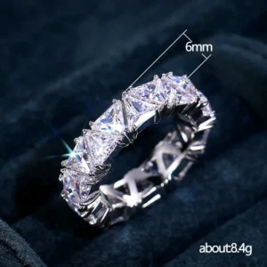 925 Sterling Silver Exquisite Triangular Zircon Ring With AAA Zircon Crystal Jewelry For Women Christmas Valentine’s Day Gifts