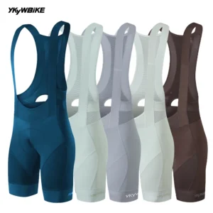 YKYW Men’s Pro Team Bib Shorts Summer Outdoor Wear Breathable Bicycle Sports Clothing Tights Bike Blue Gray Bib Shorts 6 Hours