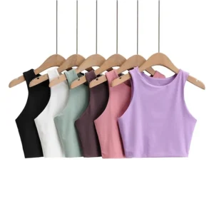 2023 Summer Fashion Women Sexy Slim Tops O-neck Sleeveless Double Nylon Ladies Good Quality Tank Tops 6 Colors